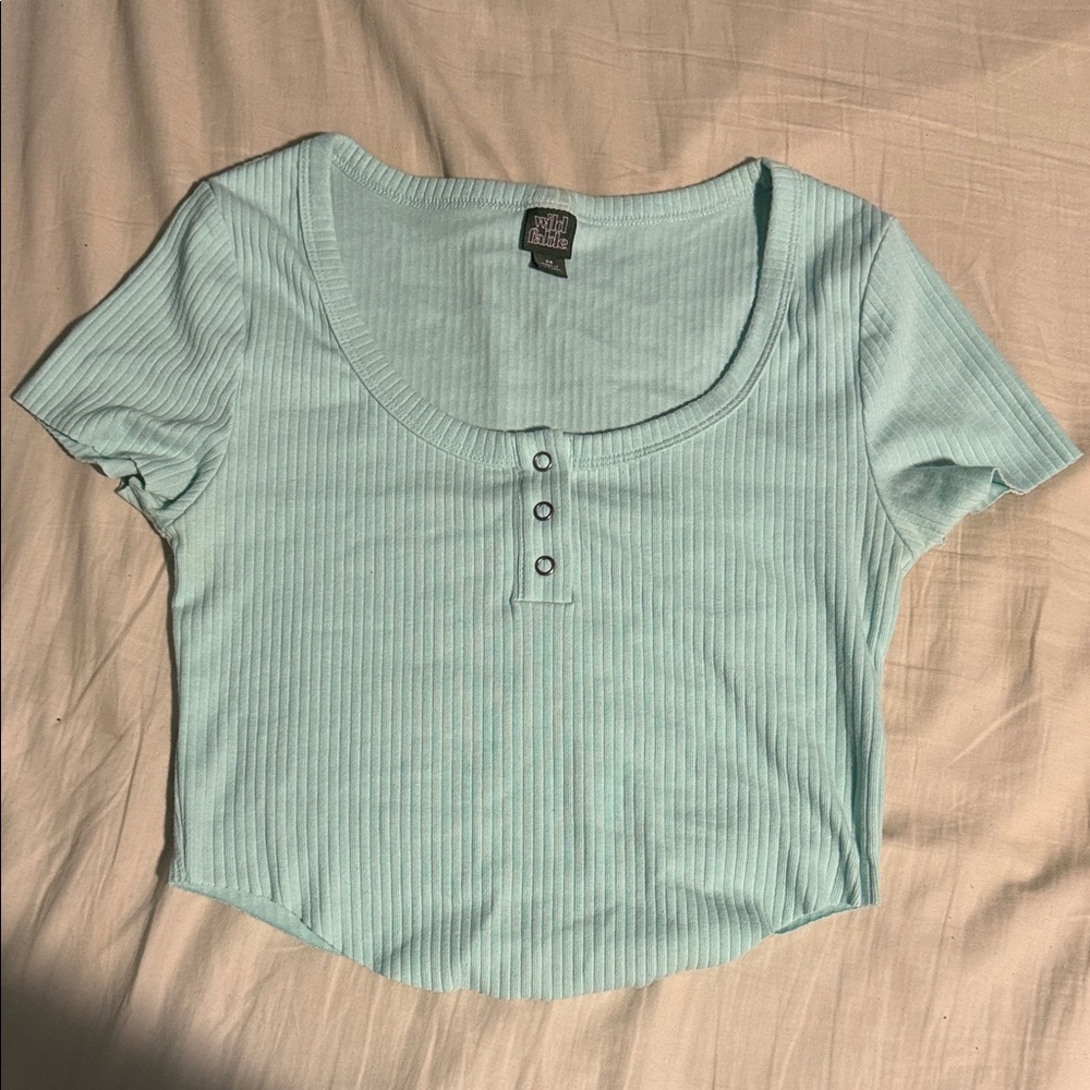 Wild Fable Aqua Ribbed Crop Top